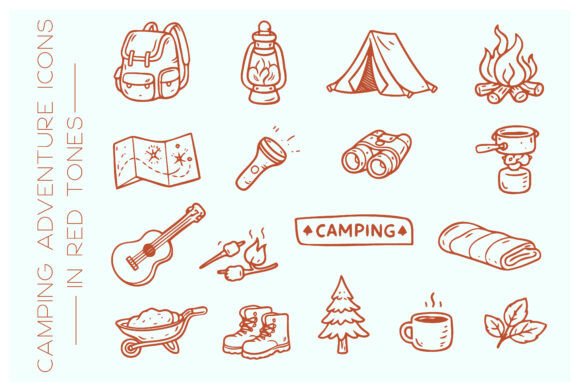 Download Camping Adventure Doodle Icon Set - Camping Collection